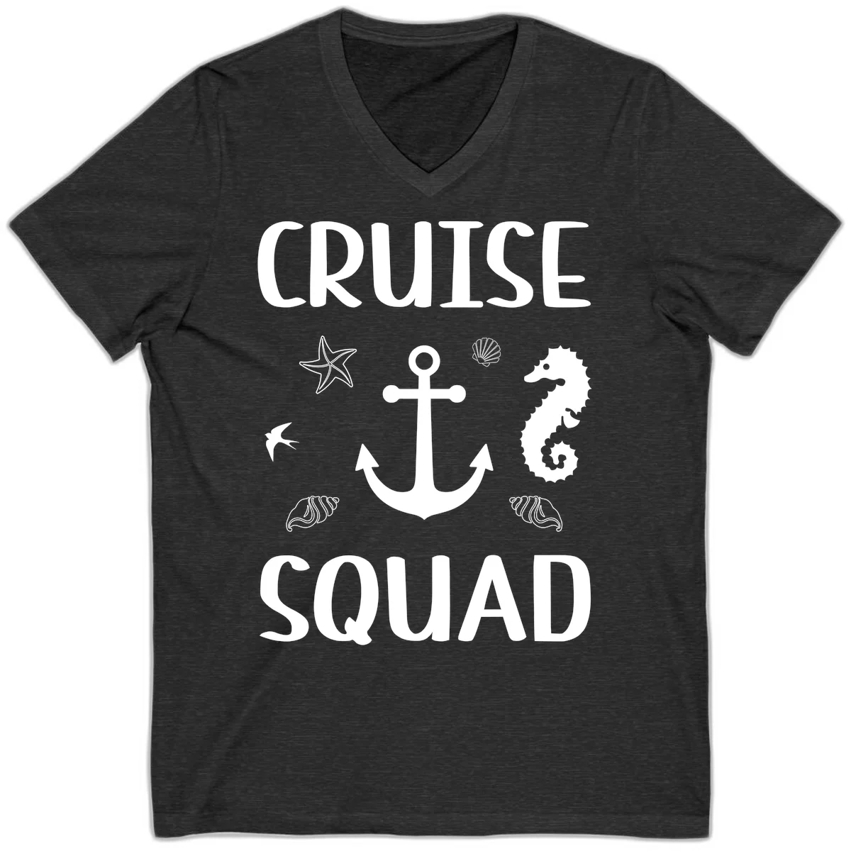 Cruise Squad Anchor V-Neck in Dark Grey Heather