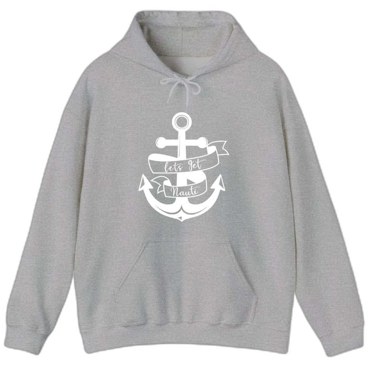 Let's Get Nauti Anchor Hoodie in Sport Grey