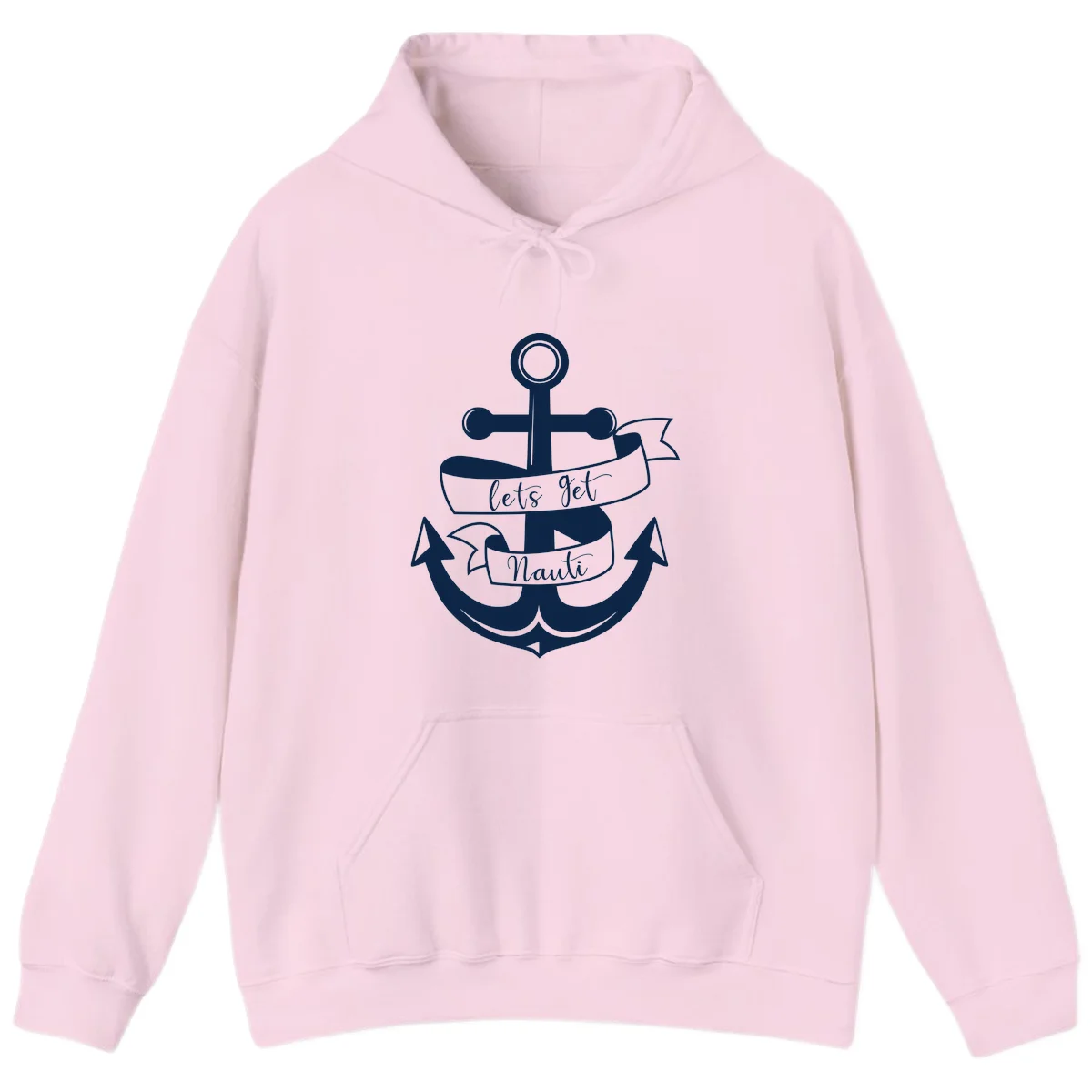 Let's Get Nauti Anchor Hoodie in Light Pink