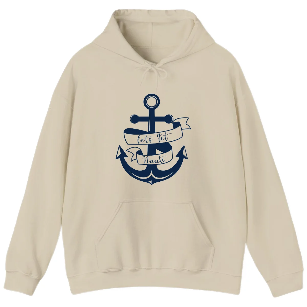 Let's Get Nauti Anchor Hoodie in Sand