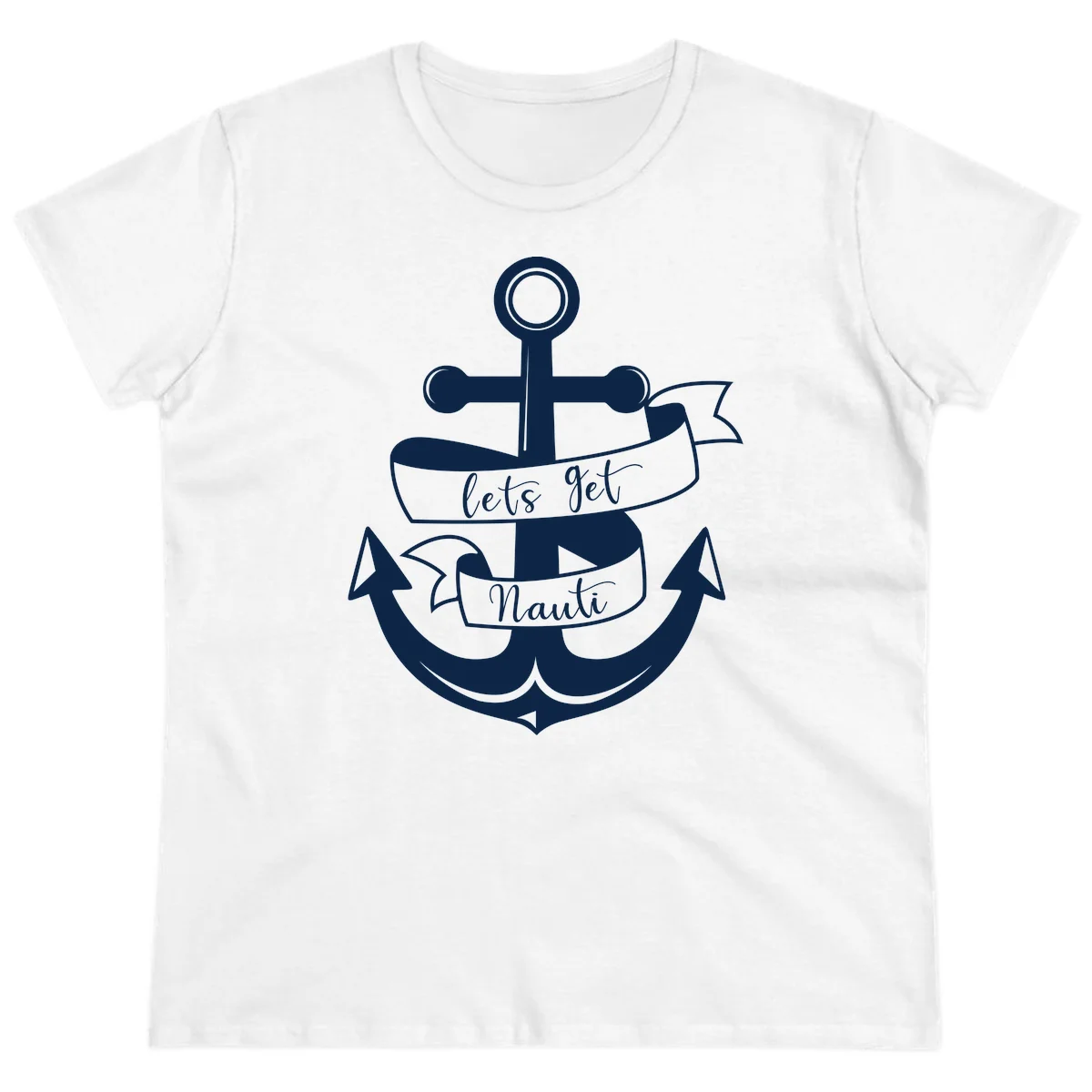 Let's Get Nauti Anchor Ladies Tee in White