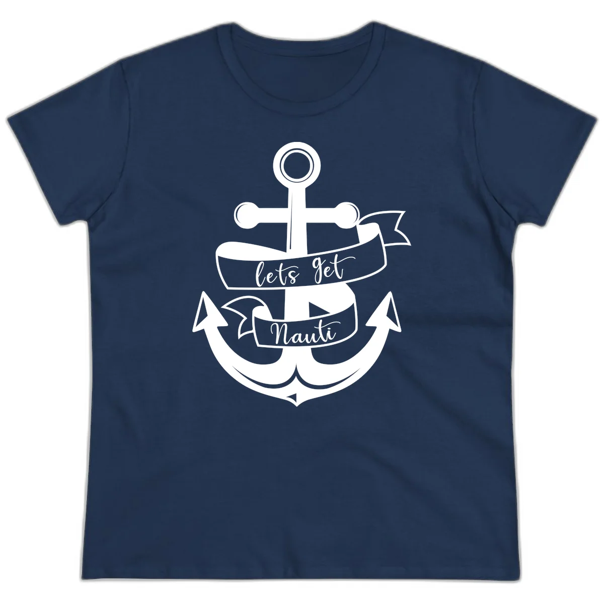Let's Get Nauti Anchor Ladies Tee in Navy