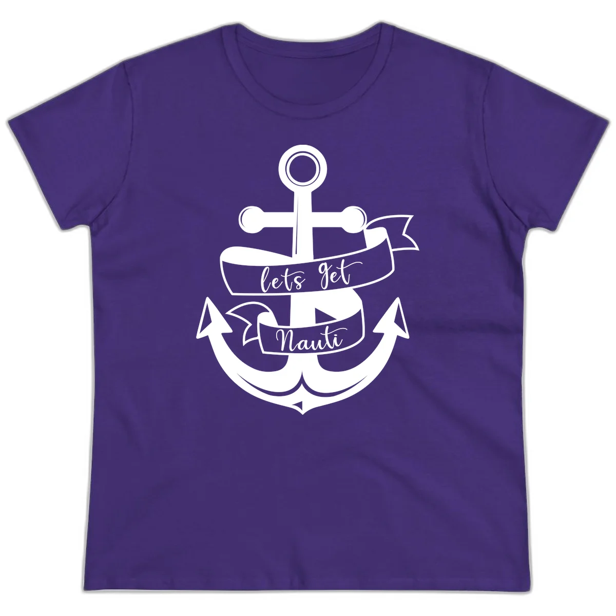 Let's Get Nauti Anchor Ladies Tee in Purple