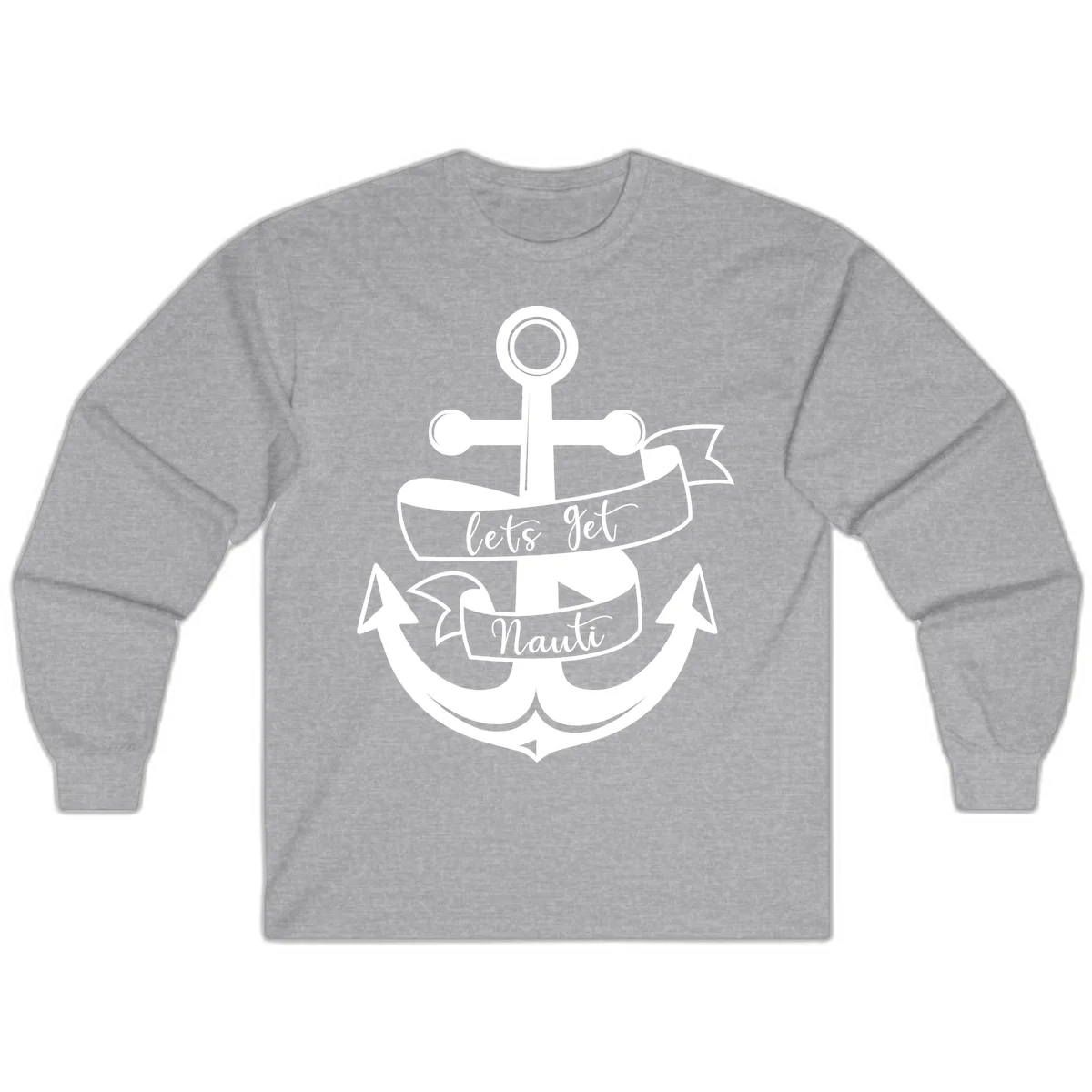 Let's Get Nauti Anchor Long Sleeve in Sport Grey