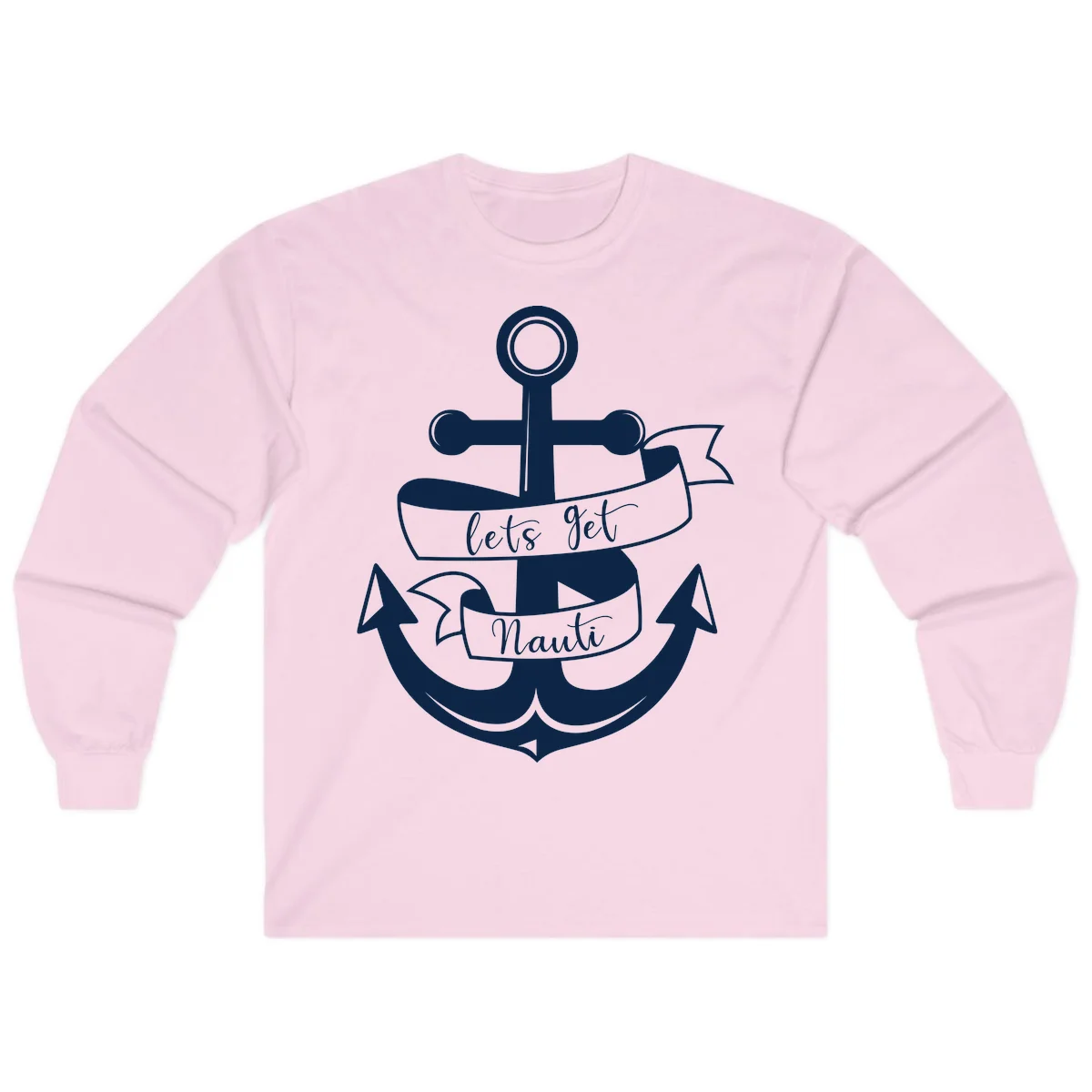 Let's Get Nauti Anchor Long Sleeve in Light Pink