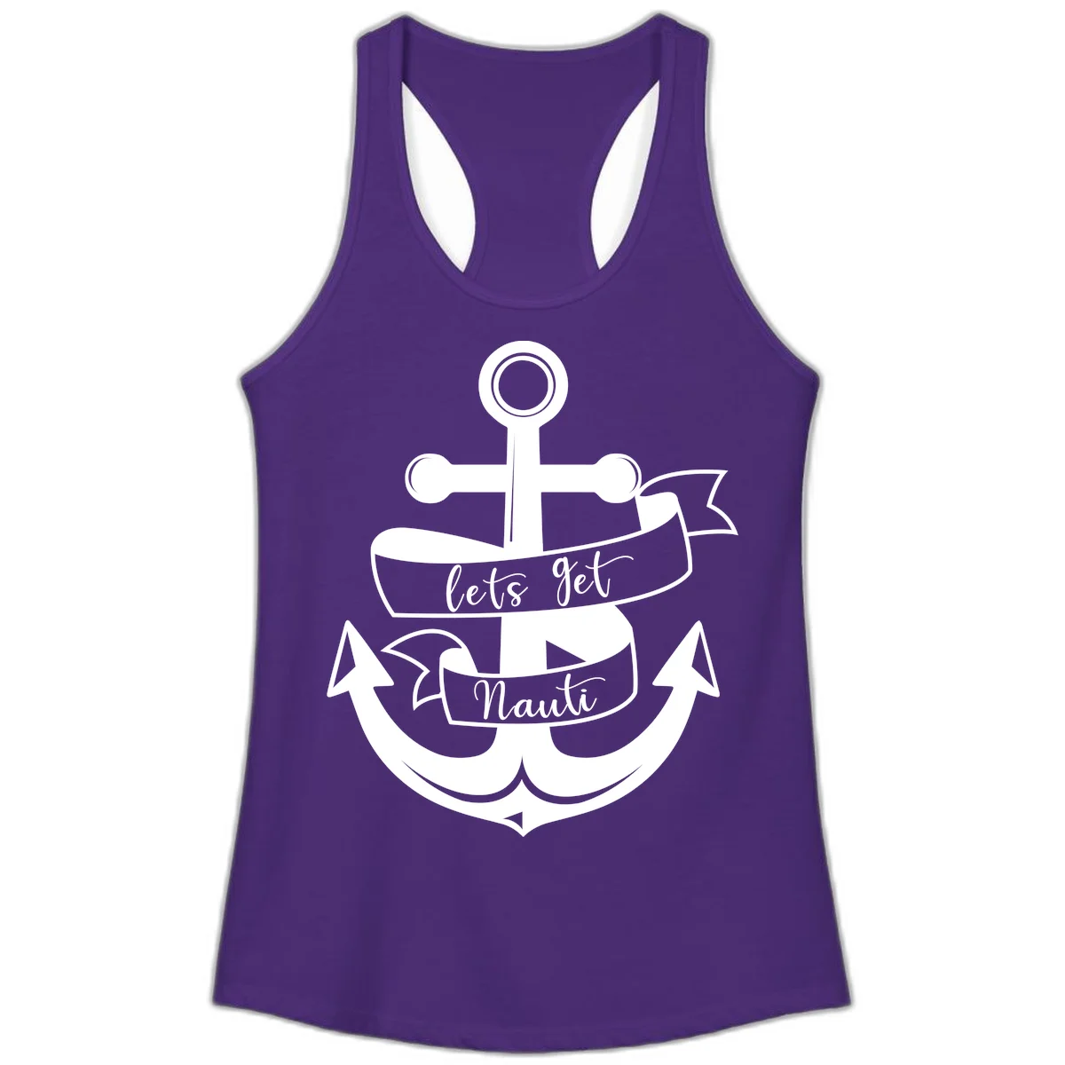 Let's Get Nauti Anchor Ladies Tank in Solid Purple Rush