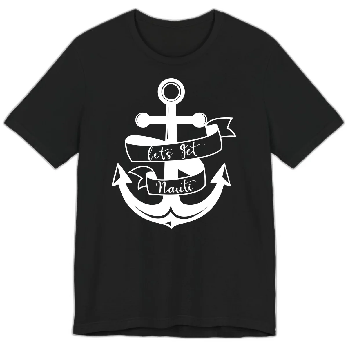 Let's Get Nauti Anchor Premium T-Shirt in Black