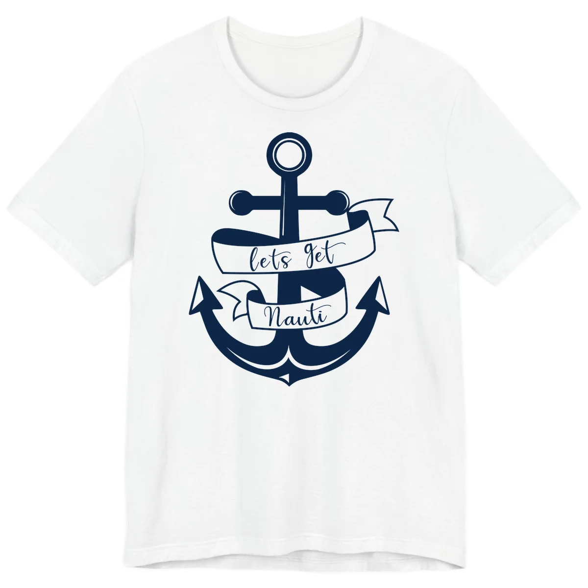 Let's Get Nauti Anchor Premium T-Shirt in White