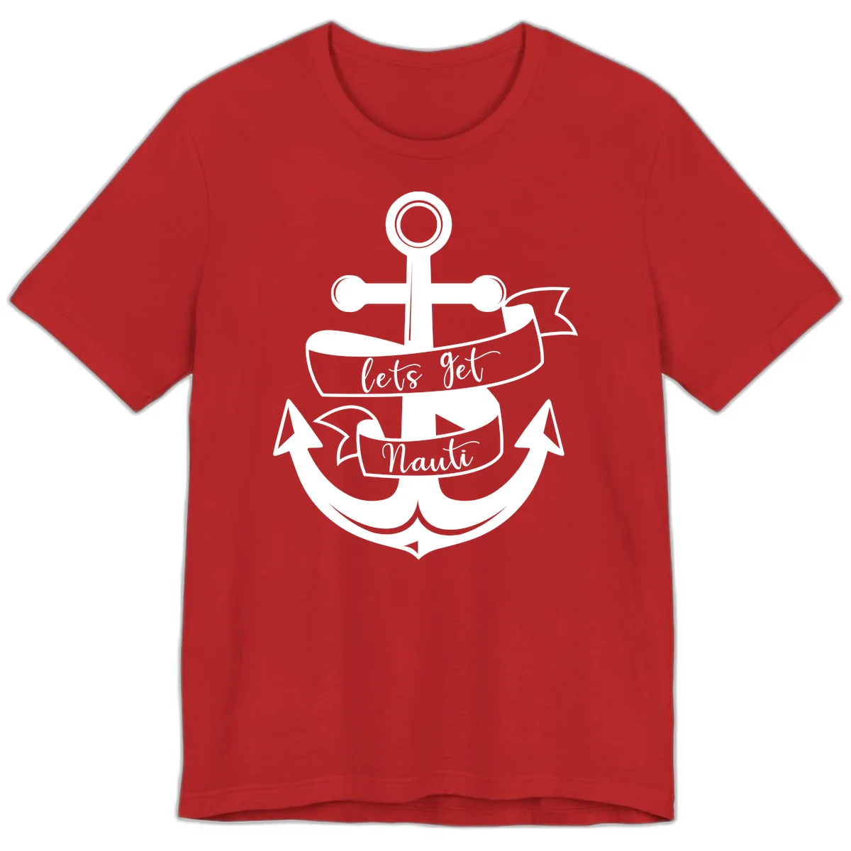 Let's Get Nauti Anchor Premium T-Shirt in Red