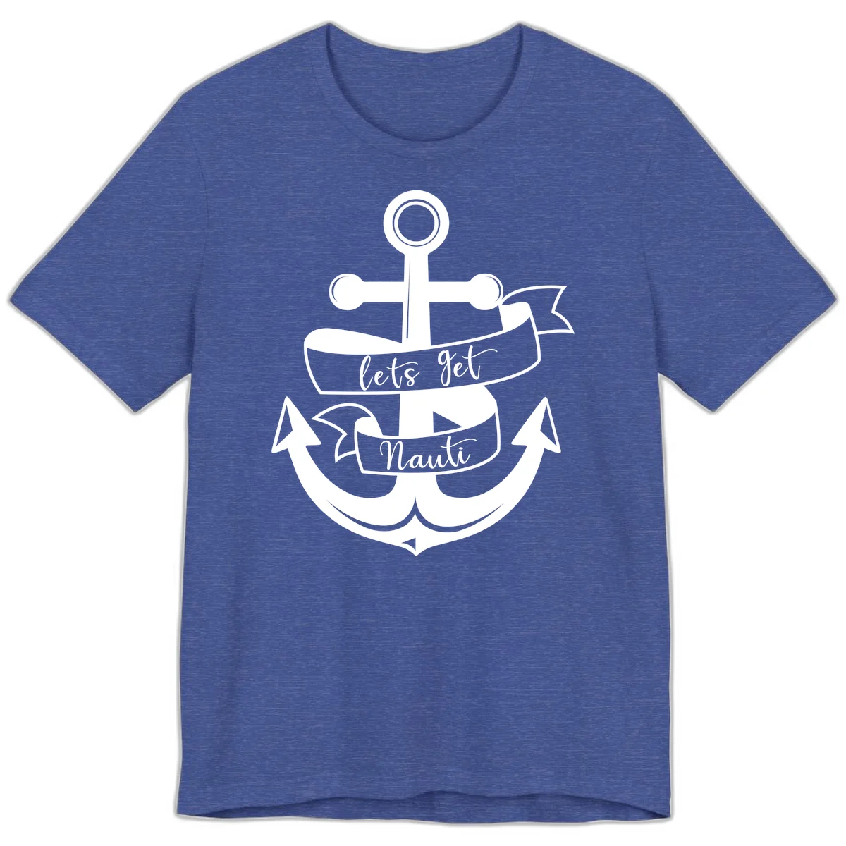 Let's Get Nauti Anchor Premium T-Shirt in Heather True Royal