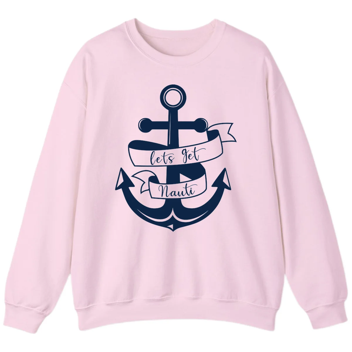 Let's Get Nauti Anchor Sweatshirt in Light Pink