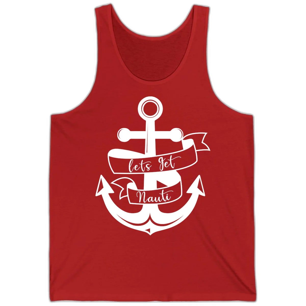 Let's Get Nauti Anchor Tank in Red