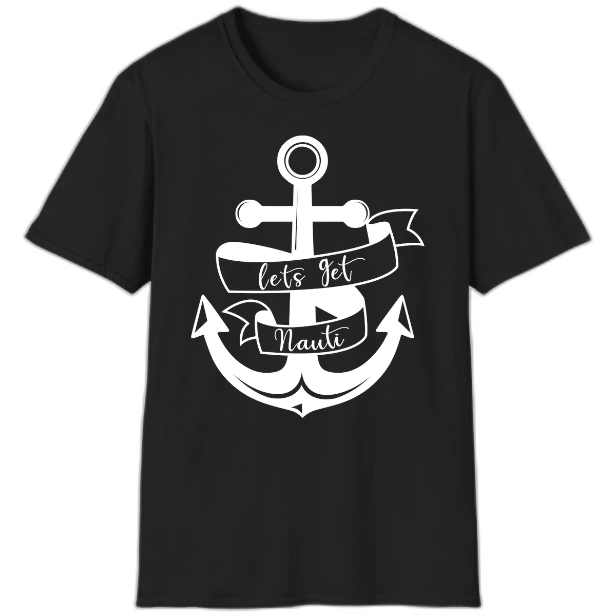 Let's Get Nauti Anchor T-Shirt in Black