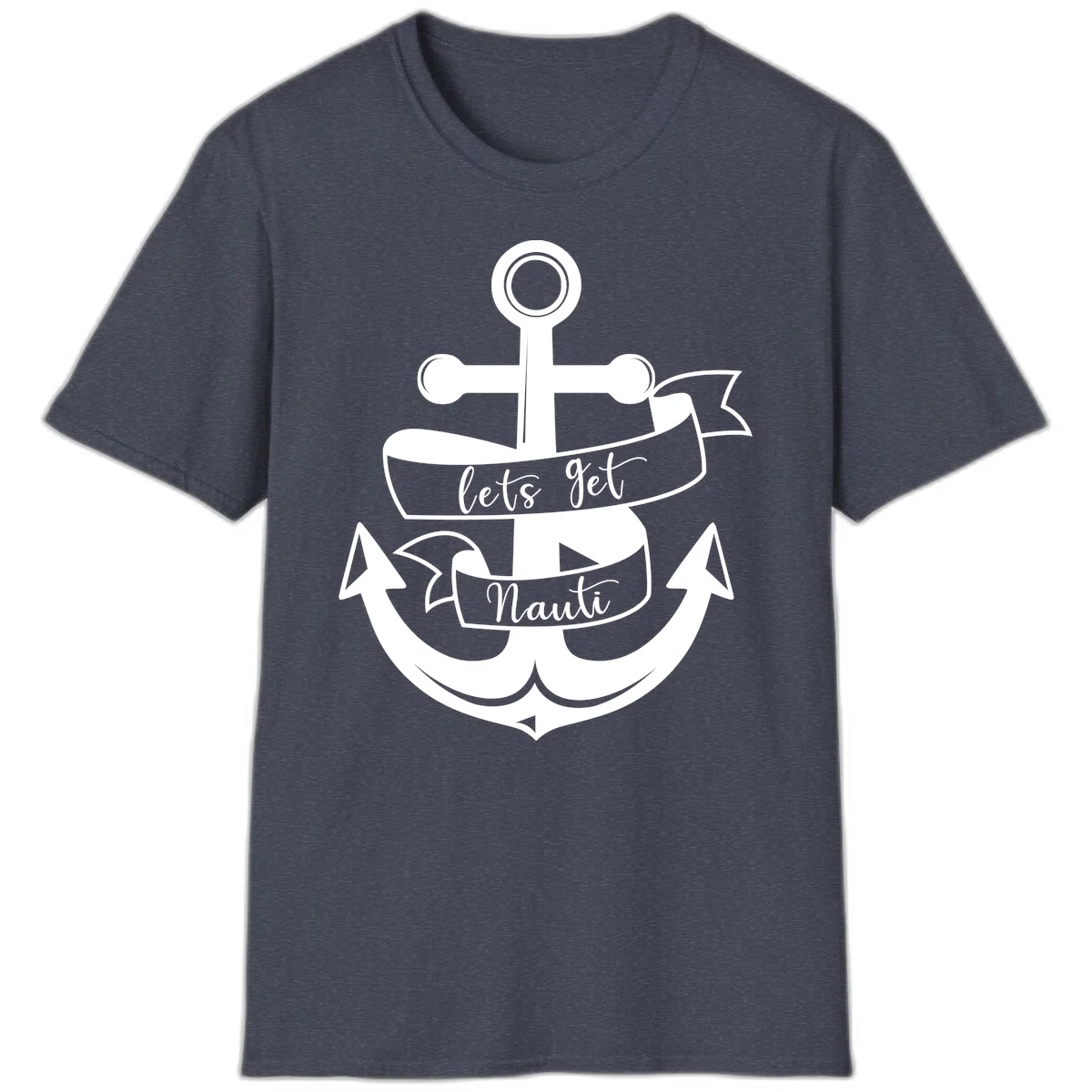 Let's Get Nauti Anchor T-Shirt in Heather Navy