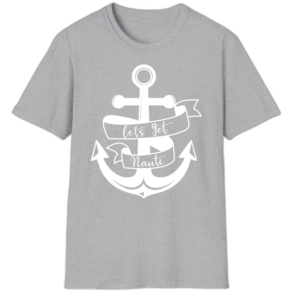 Let's Get Nauti Anchor T-Shirt in Sport Grey
