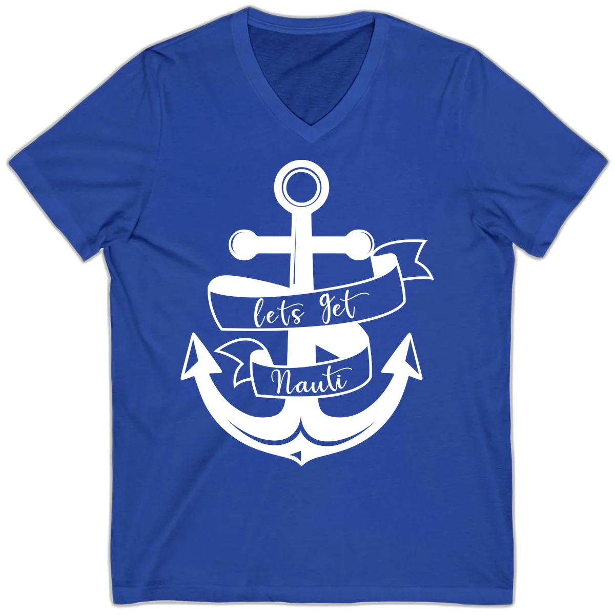 Let's Get Nauti Anchor V-Neck in True Royal