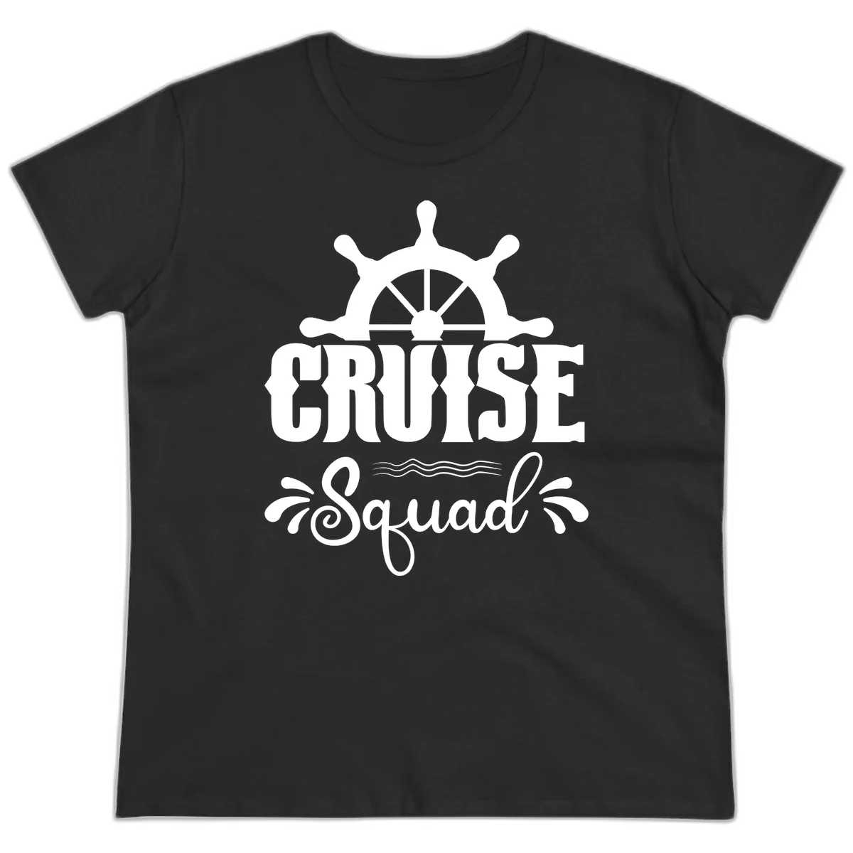 Cruise Squad Nautical Helm Ladies Tee in Black