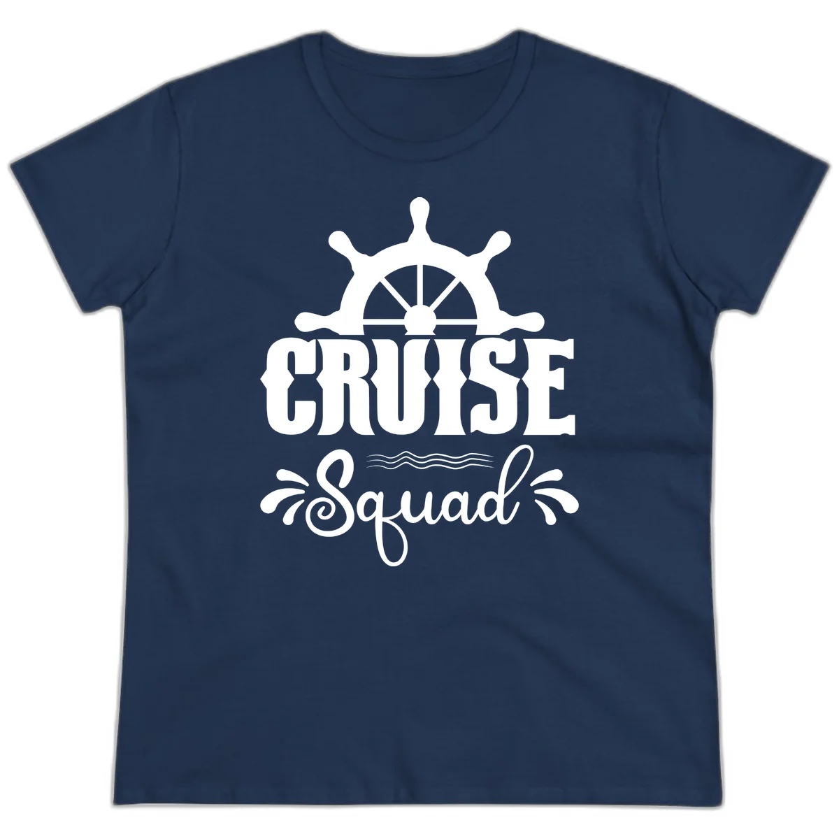 Cruise Squad Nautical Helm Ladies Tee in Navy