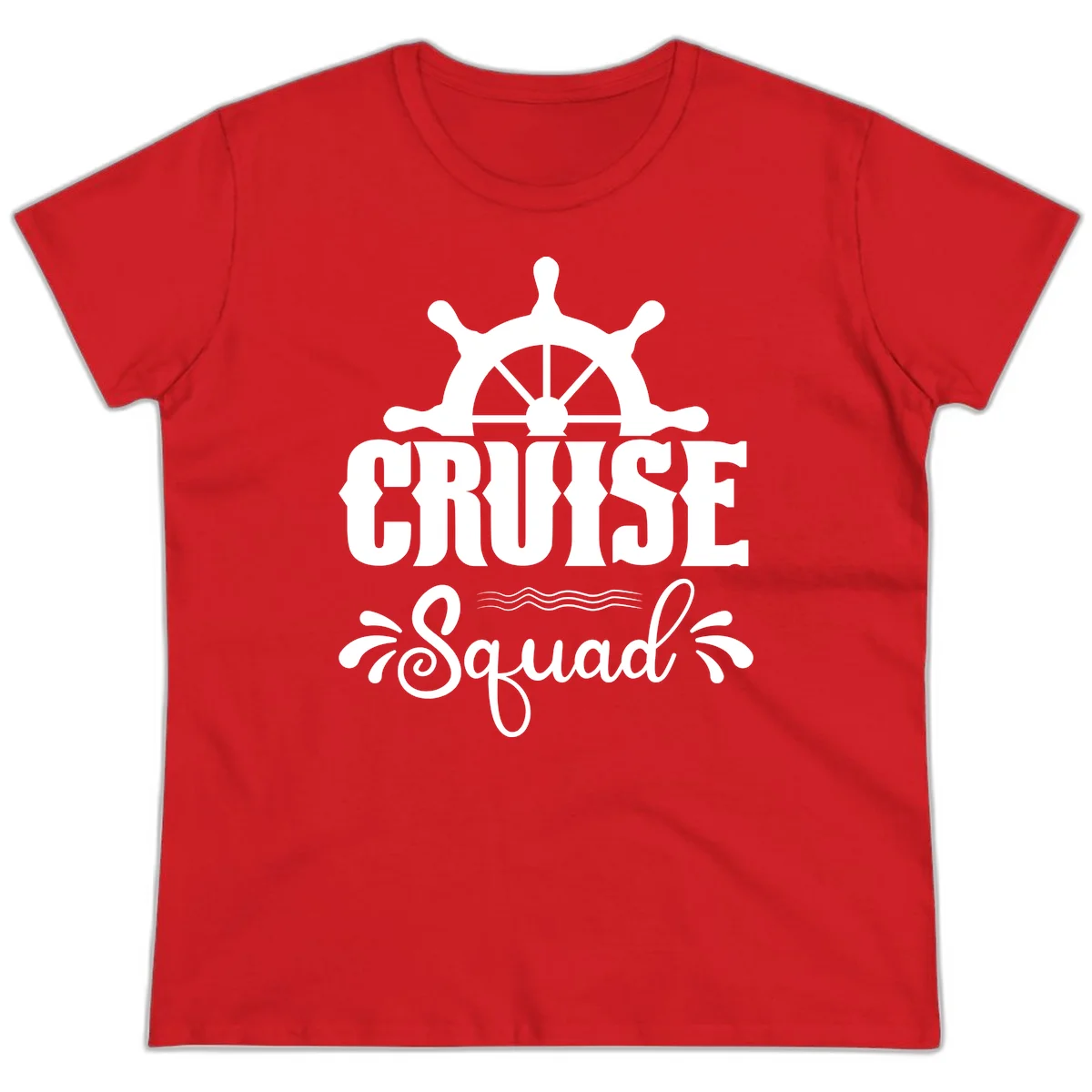 Cruise Squad Nautical Helm Ladies Tee in Red