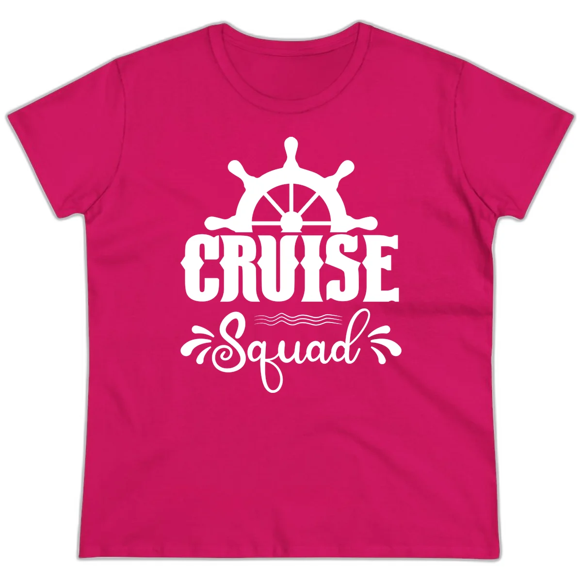 Cruise Squad Nautical Helm Ladies Tee in Heliconia