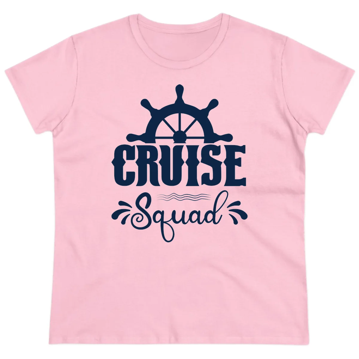 Cruise Squad Nautical Helm Ladies Tee in Light Pink