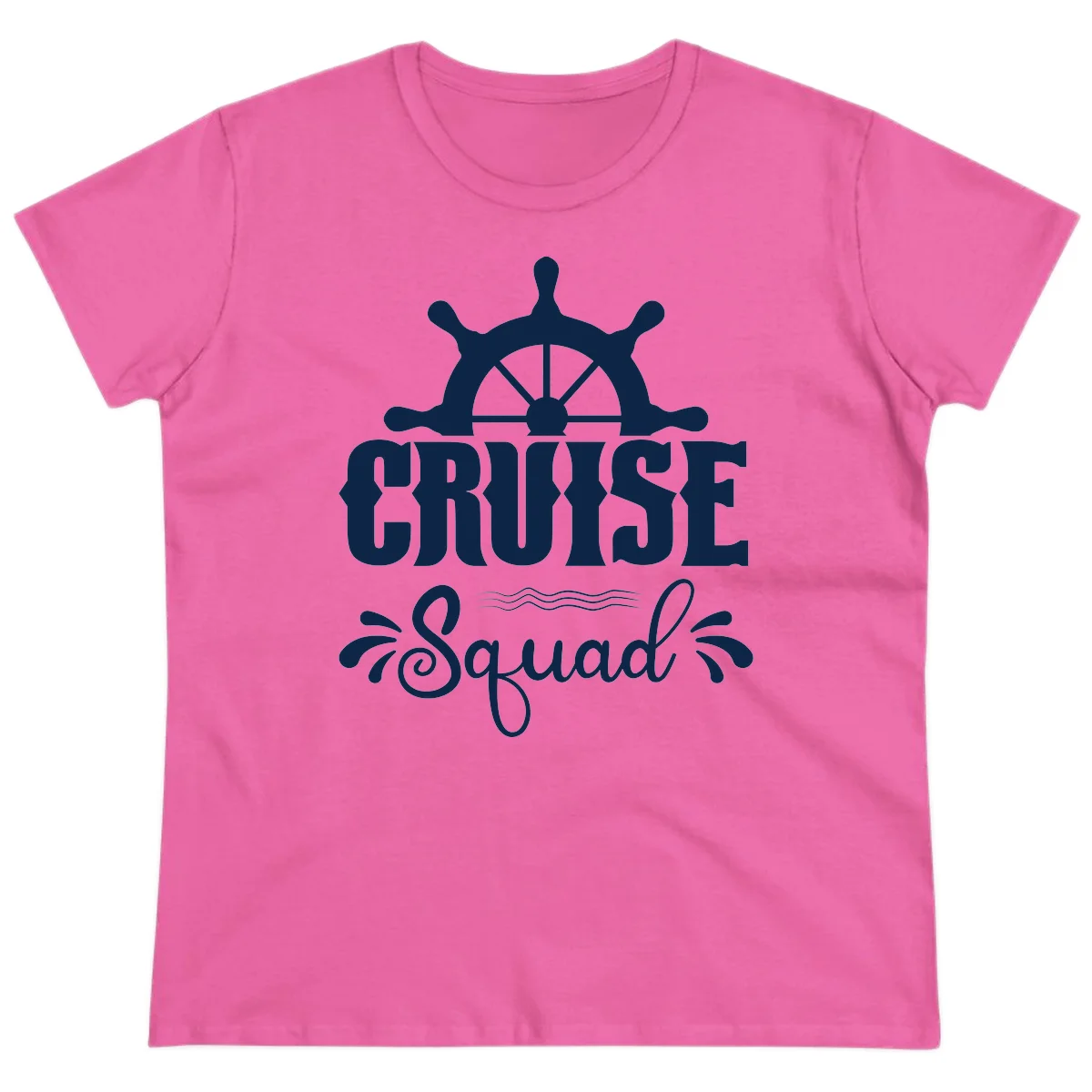 Cruise Squad Nautical Helm Ladies Tee in Azalea
