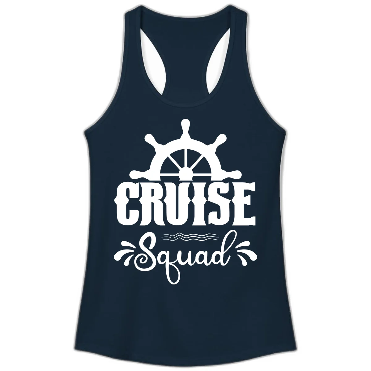 Cruise Squad Nautical Helm Ladies Tank in Solid Midnight Navy