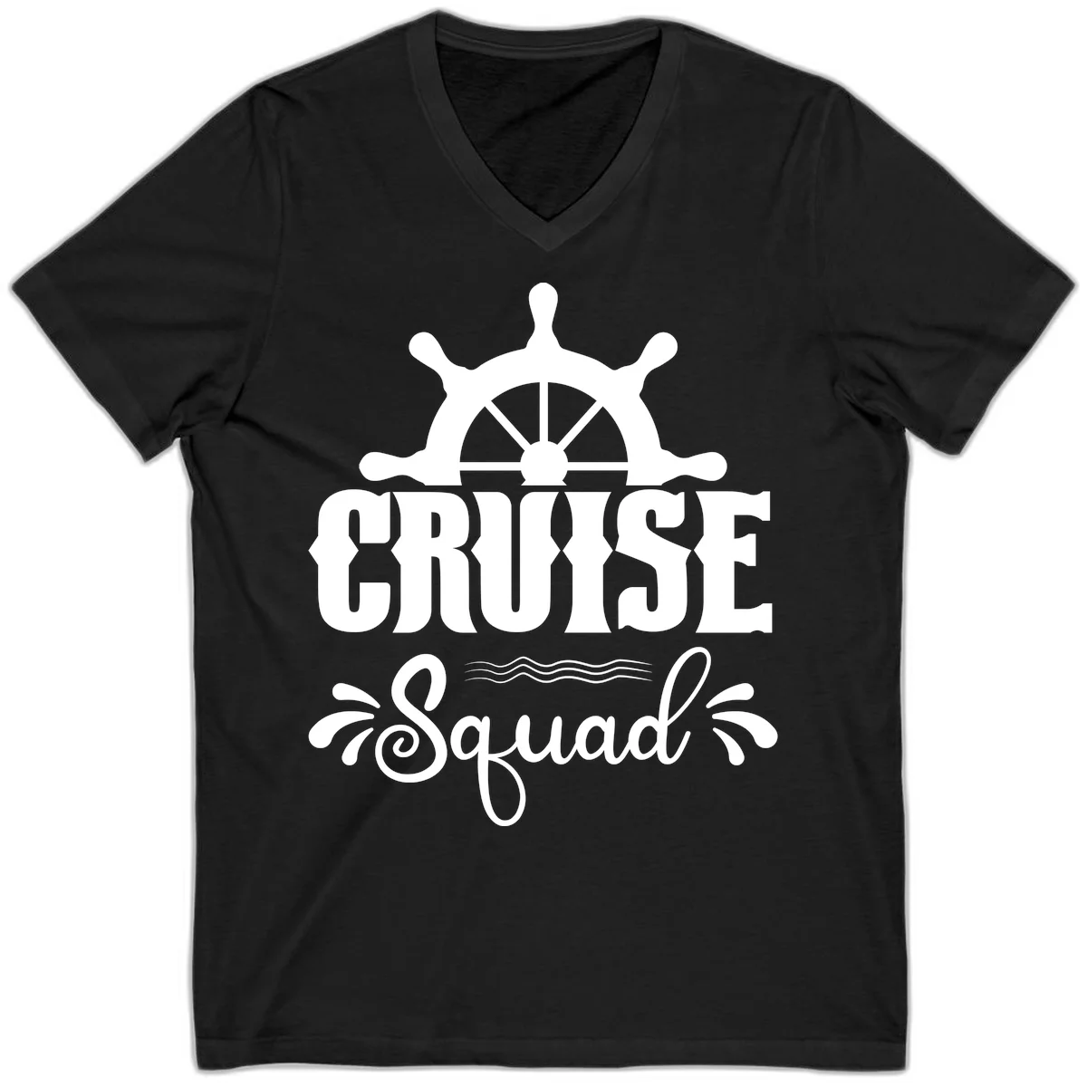 Cruise Squad Nautical Helm V-Neck in Black