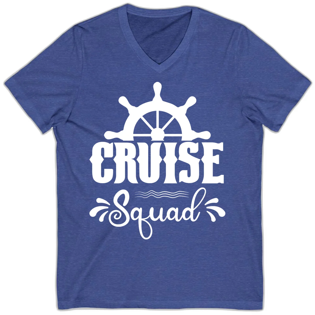 Cruise Squad Nautical Helm V-Neck in Heather True Royal