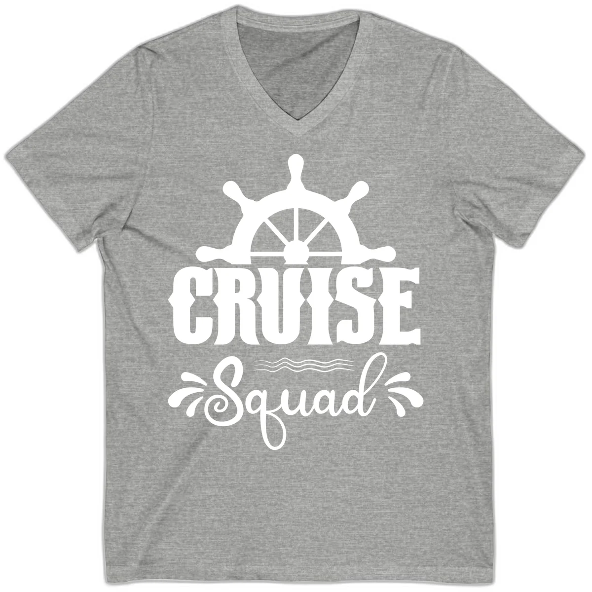 Cruise Squad Nautical Helm V-Neck in Athletic Heather