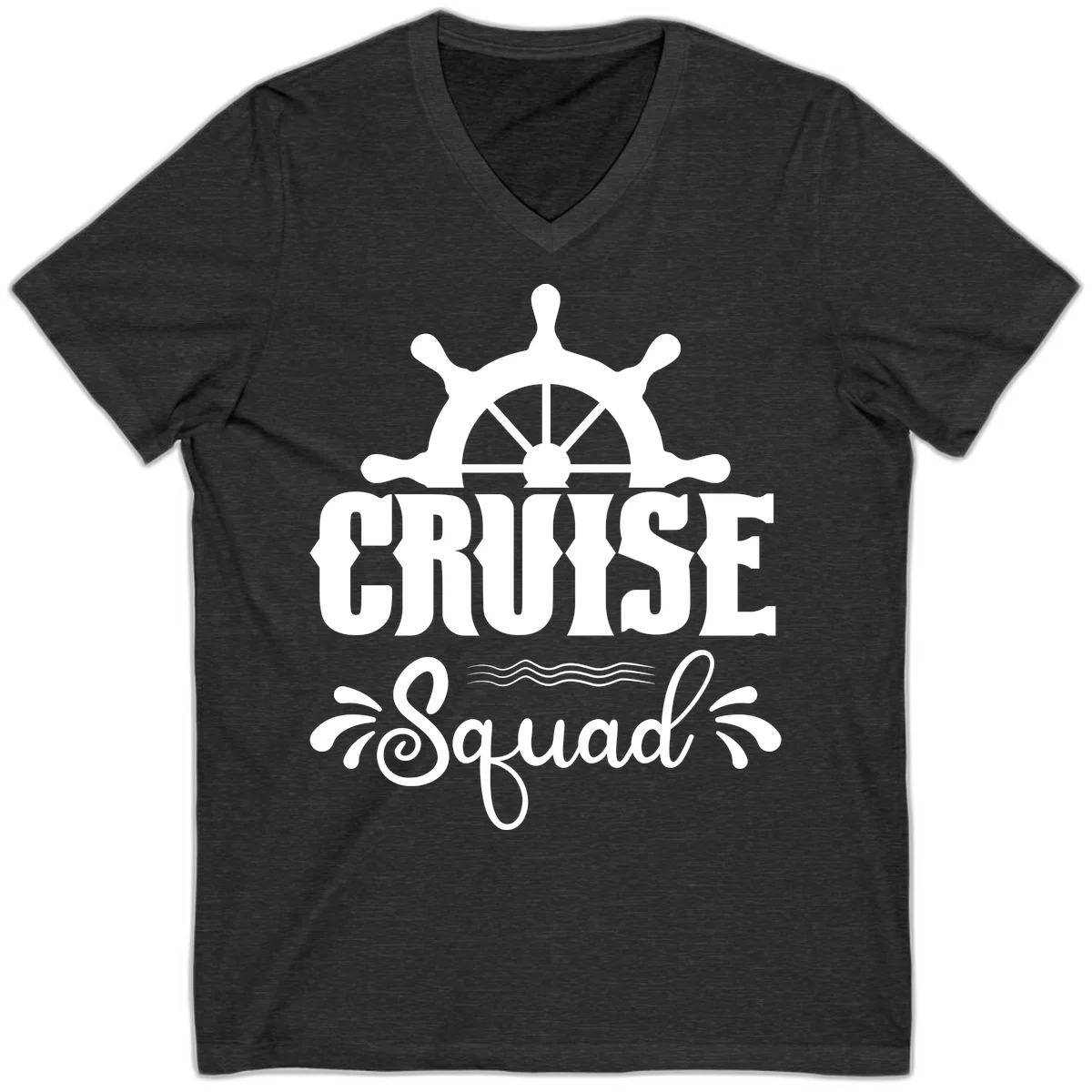 Cruise Squad Nautical Helm V-Neck in Dark Grey Heather
