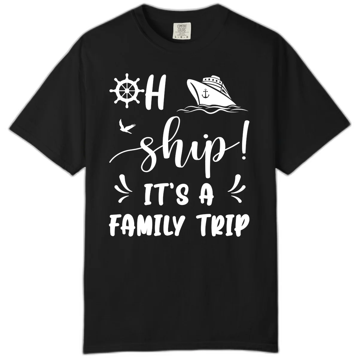 Ahoy Ship It's A Family Trip Comfort Color in Black