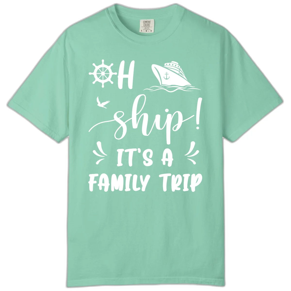Ahoy Ship It's A Family Trip Comfort Color in Island Reef