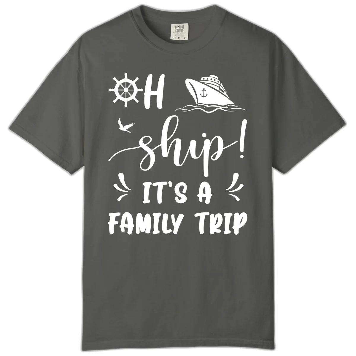 Ahoy Ship It's A Family Trip Comfort Color in Pepper