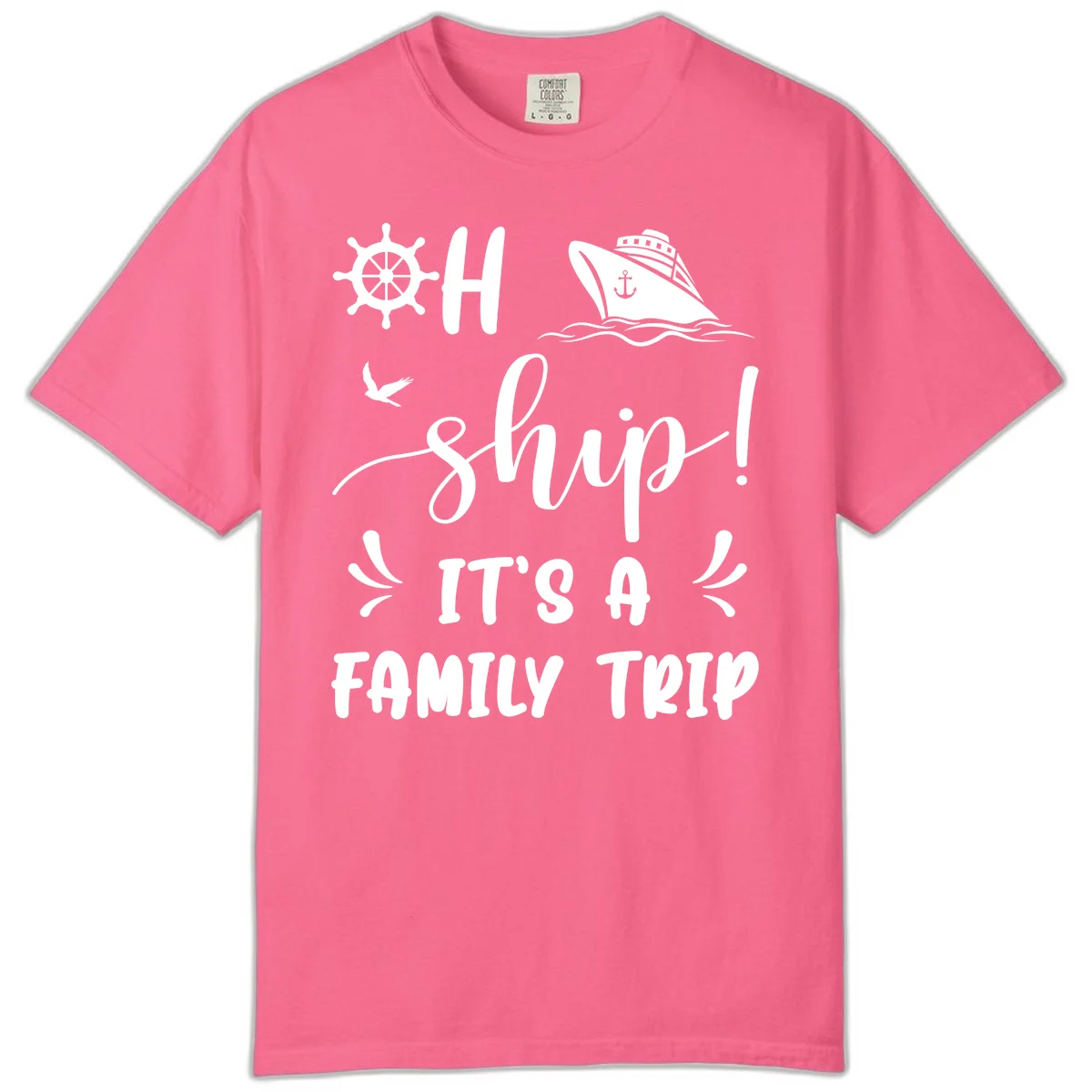Ahoy Ship It's A Family Trip Comfort Color in Crunchberry