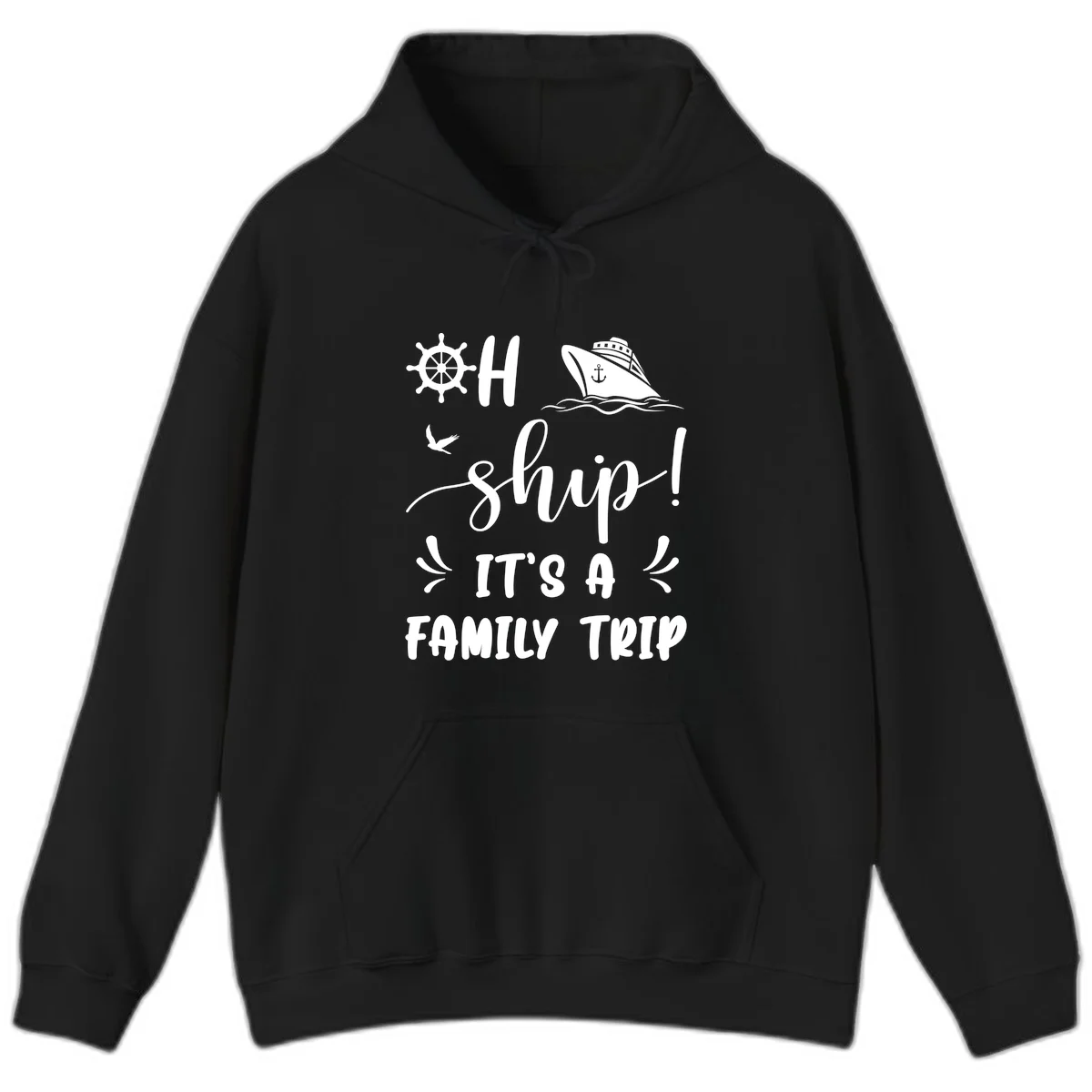 Ahoy Ship It's A Family Trip Hoodie in Black