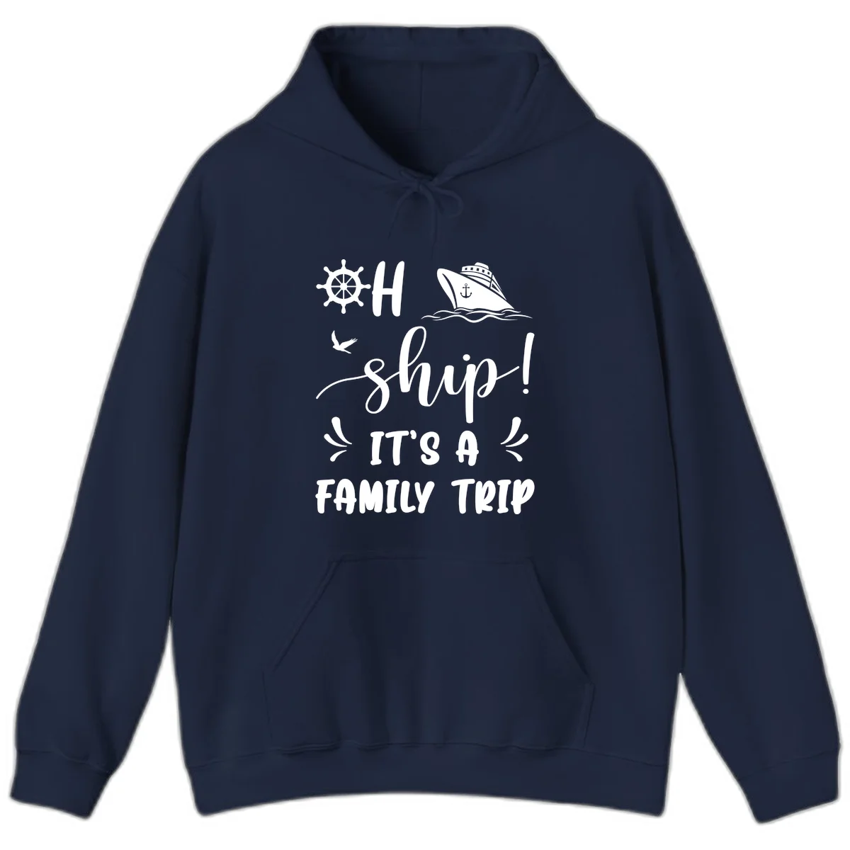 Ahoy Ship It's A Family Trip Hoodie in Navy