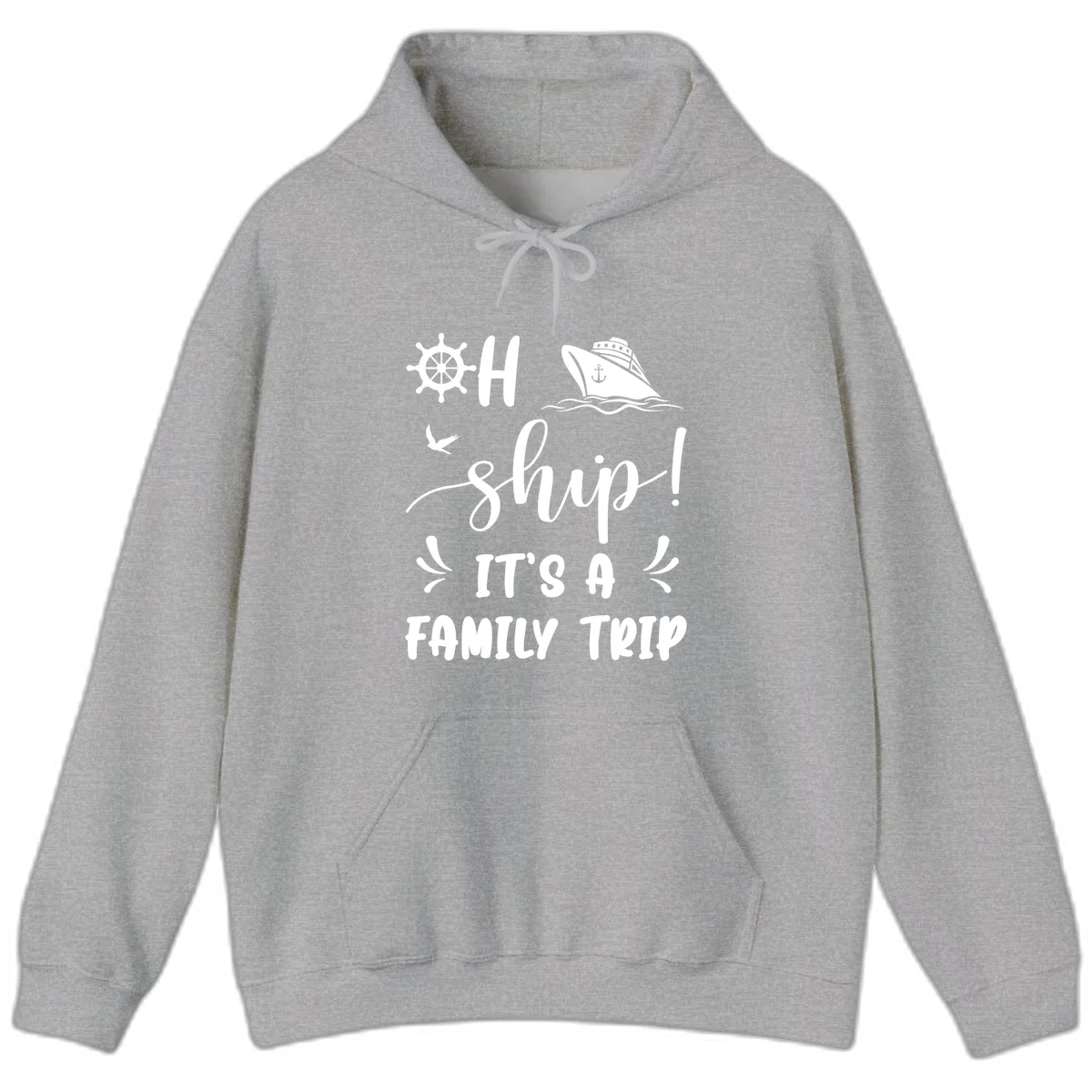 Ahoy Ship It's A Family Trip Hoodie in Sport Grey