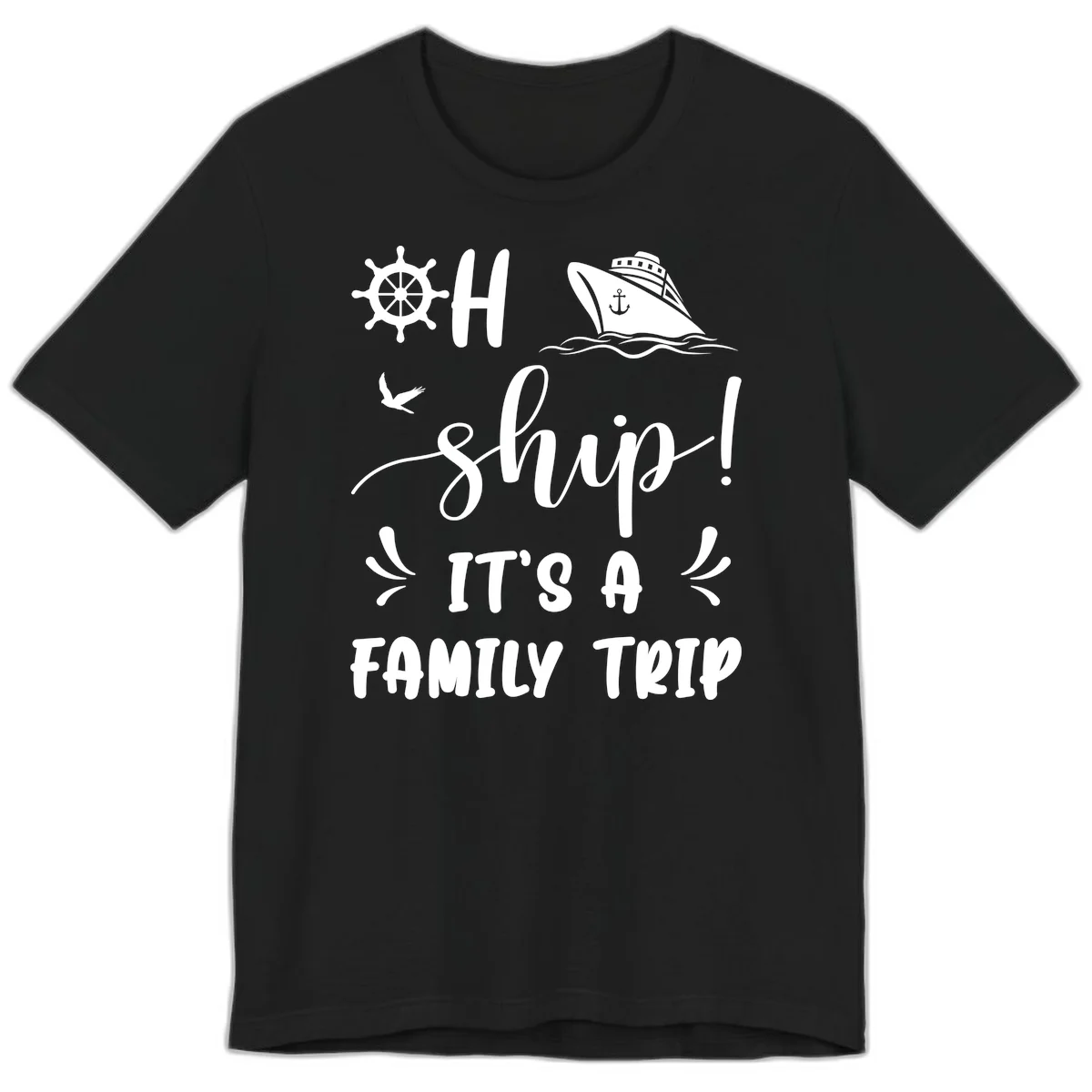 Ahoy Ship It's A Family Trip Premium T-Shirt in Black