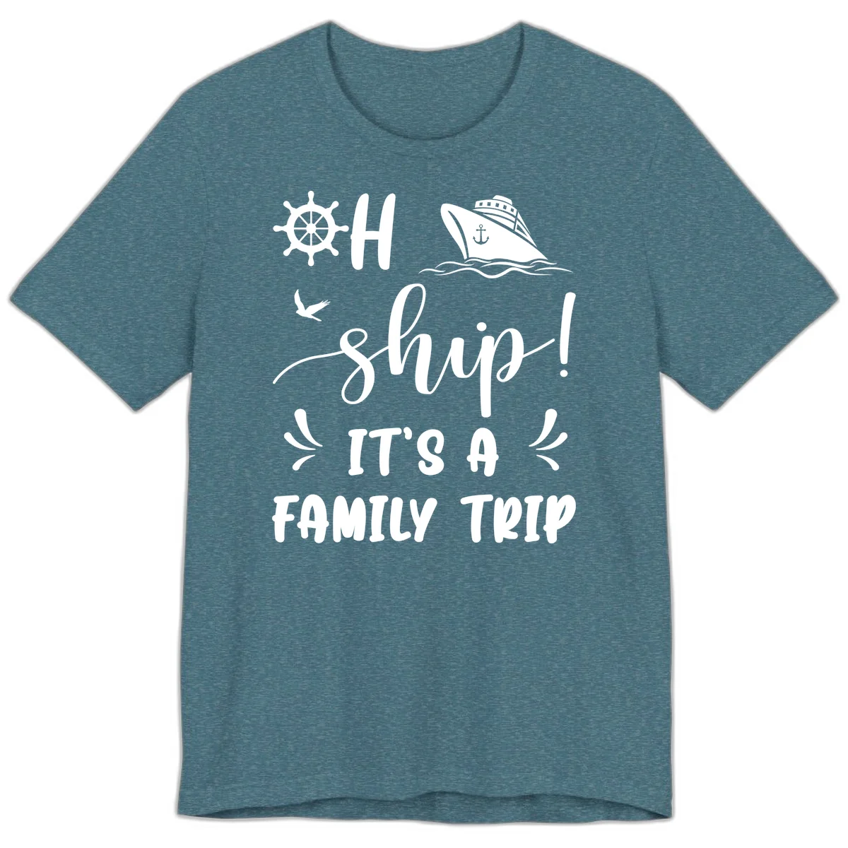 Ahoy Ship It's A Family Trip Premium T-Shirt in Heather Deep Teal