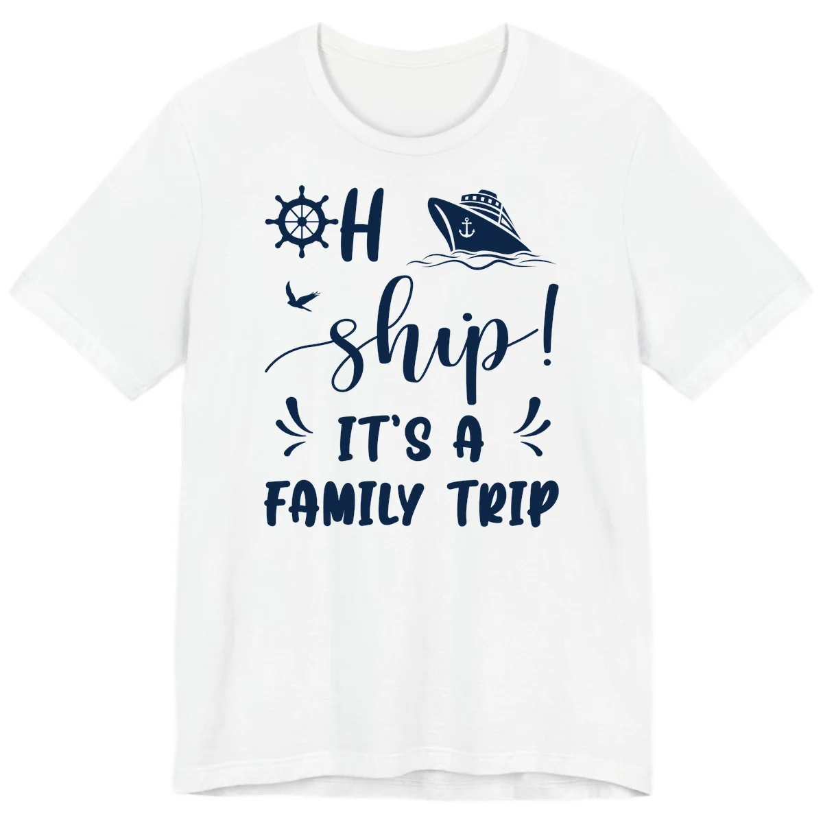 Ahoy Ship It's A Family Trip Premium T-Shirt in White