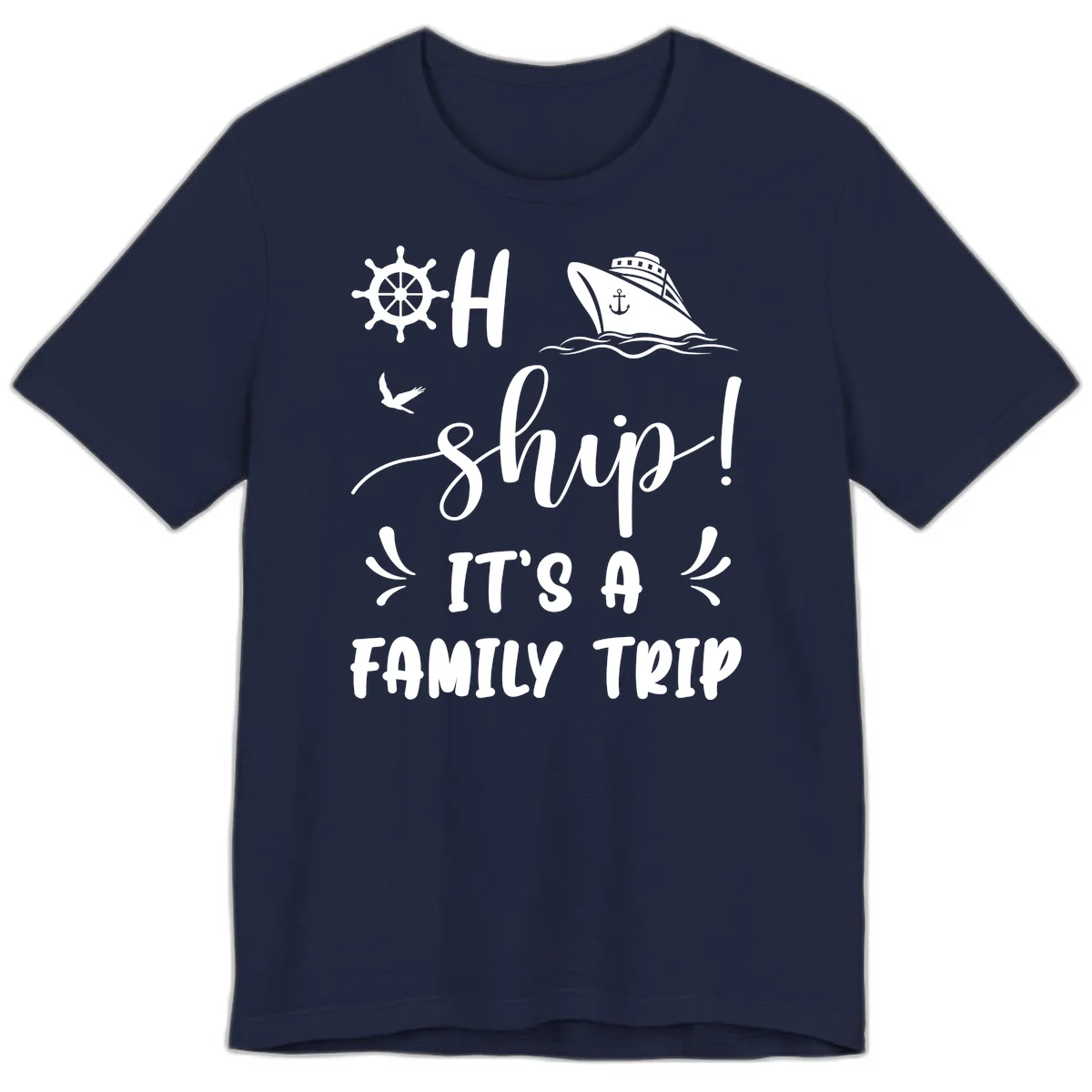 Ahoy Ship It's A Family Trip Premium T-Shirt in Navy