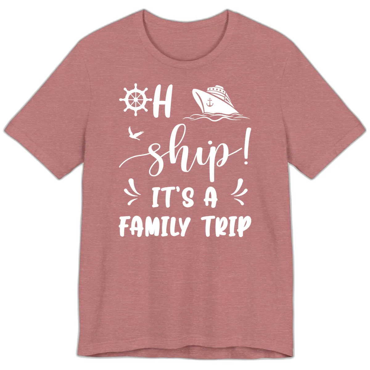 Ahoy Ship It's A Family Trip Premium T-Shirt in Heather Mauve