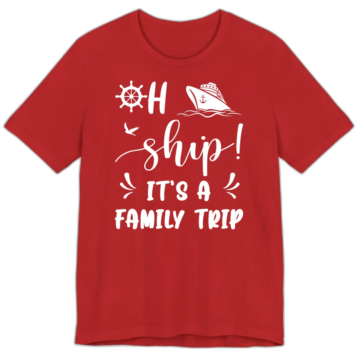 Ahoy Ship It's A Family Trip Premium T-Shirt in Red