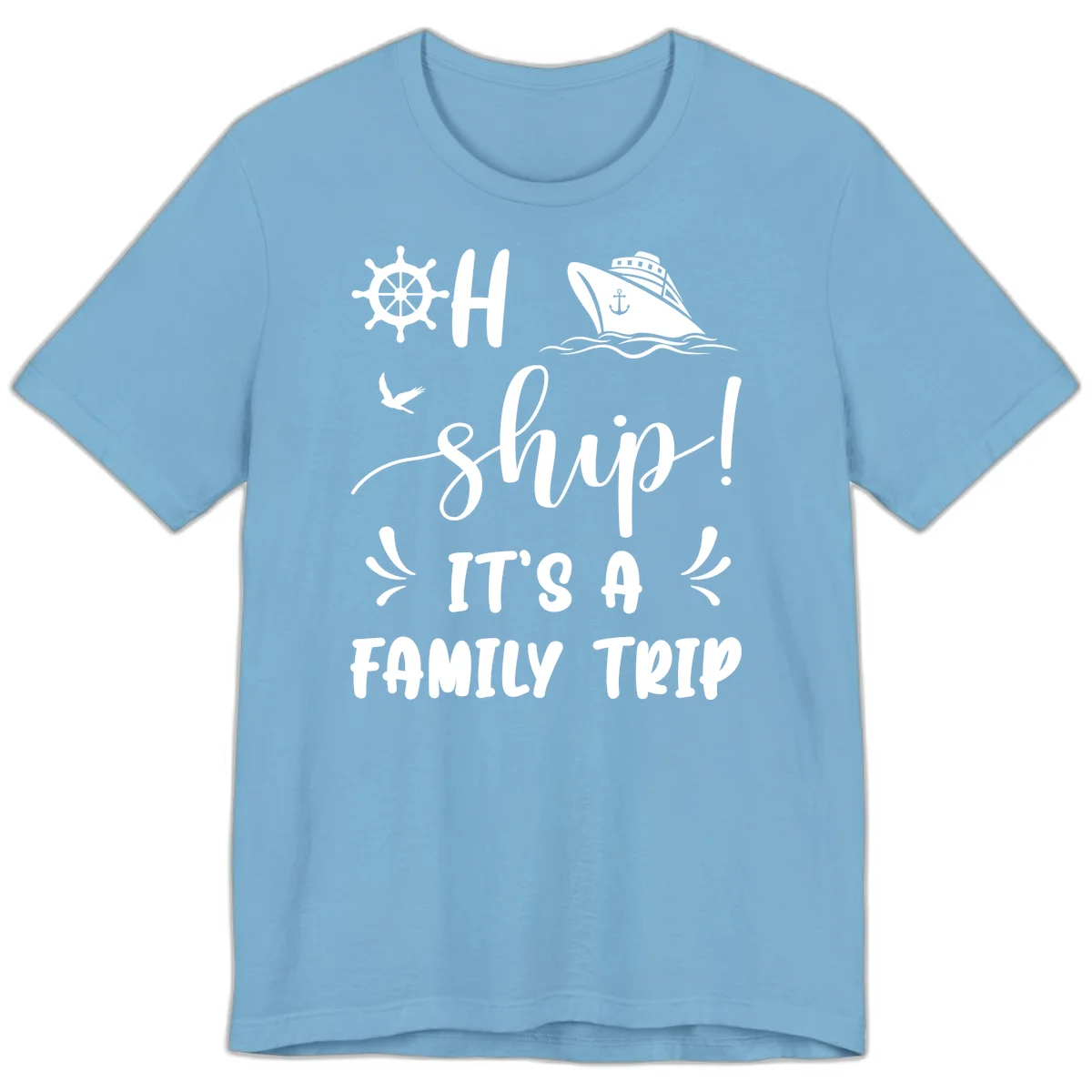 Ahoy Ship It's A Family Trip Premium T-Shirt in Ocean Blue