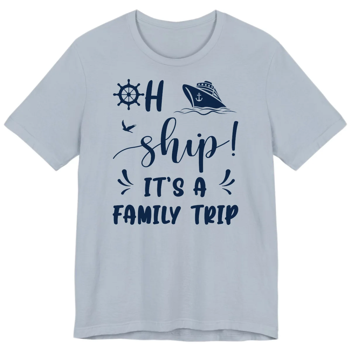 Ahoy Ship It's A Family Trip Premium T-Shirt in Light Blue