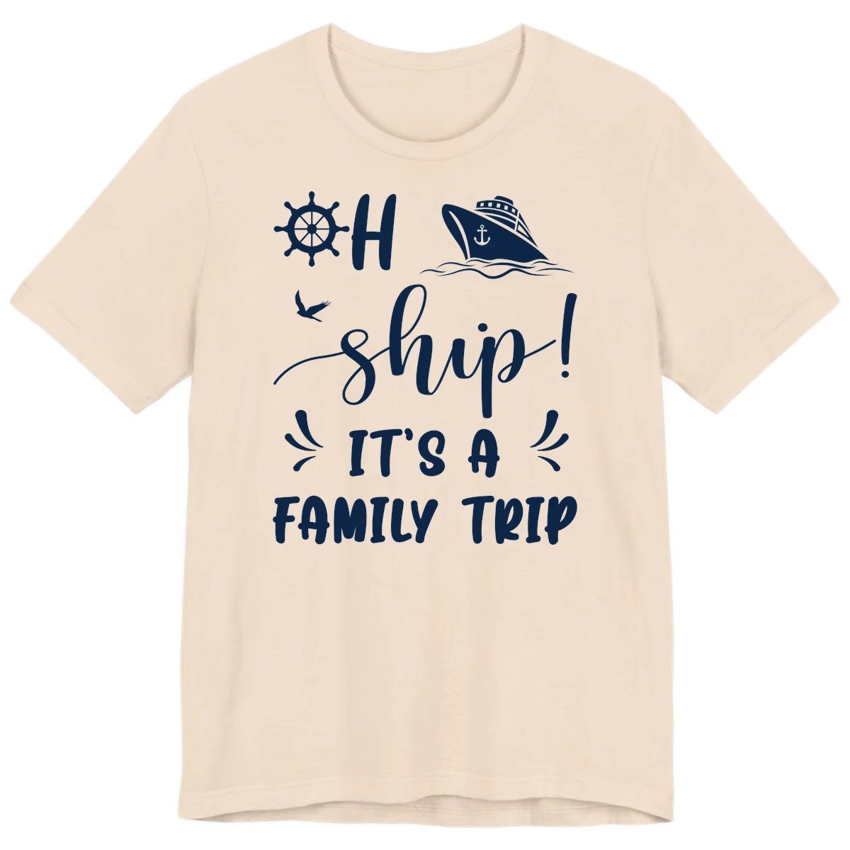 Ahoy Ship It's A Family Trip Premium T-Shirt in Soft Cream
