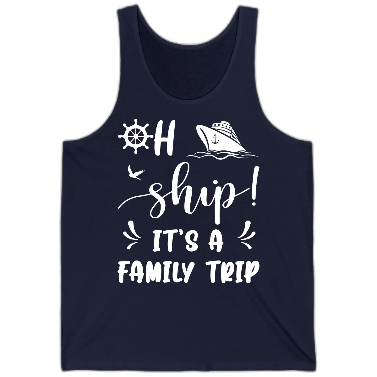 Ahoy Ship It's A Family Trip Tank in Navy