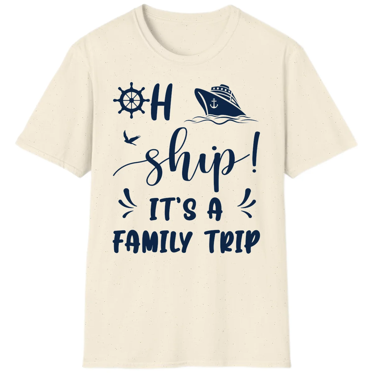 Ahoy Ship It's A Family Trip T-Shirt in Natural