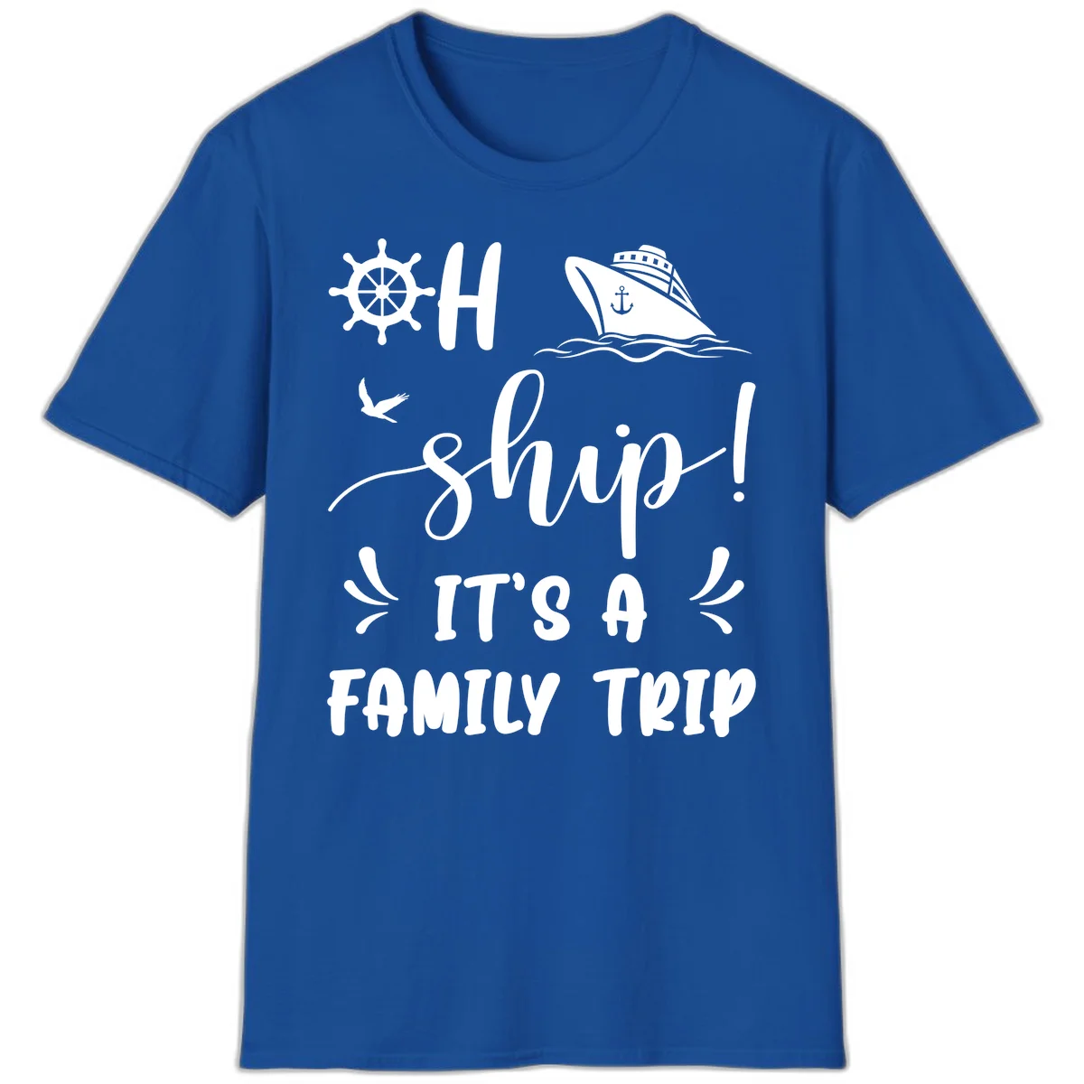 Ahoy Ship It's A Family Trip T-Shirt in Royal